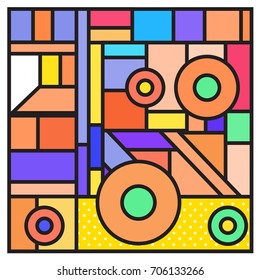 Trendy geometric elements memphis greeting cards design. Retro style texture, pattern and elements. Retro abstract pattern poster and cover design template for summer holiday season.