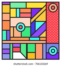 Trendy geometric elements memphis greeting cards design. Retro style texture, pattern and elements. Retro abstract pattern poster and cover design template for summer holiday season.