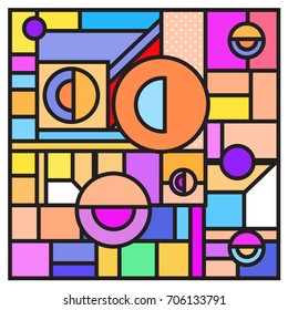 Trendy geometric elements memphis greeting cards design. Retro style texture, pattern and elements. Retro abstract pattern poster and cover design template for summer holiday season.