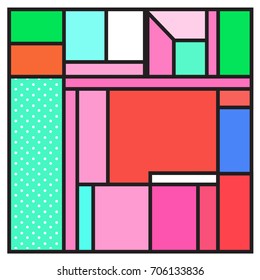 Trendy geometric elements memphis greeting cards design. Retro style texture, pattern and elements. Retro abstract pattern poster and cover design template for summer holiday season.