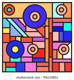 Trendy geometric elements memphis greeting cards design. Retro style texture, pattern and elements. Retro abstract pattern poster and cover design template for summer holiday season.