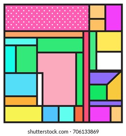 Trendy geometric elements memphis greeting cards design. Retro style texture, pattern and elements. Retro abstract pattern poster and cover design template for summer holiday season.