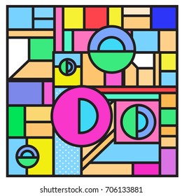 Trendy geometric elements memphis greeting cards design. Retro style texture, pattern and elements. Retro abstract pattern poster and cover design template for summer holiday season.