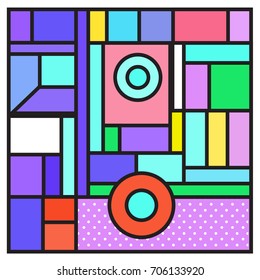 Trendy geometric elements memphis greeting cards design. Retro style texture, pattern and elements. Retro abstract pattern poster and cover design template for summer holiday season.