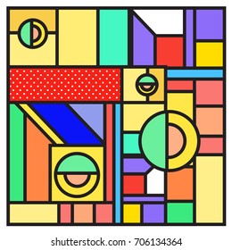 Trendy geometric elements memphis greeting cards design. Retro style texture, pattern and elements. Retro abstract pattern poster and cover design template for summer holiday season.
