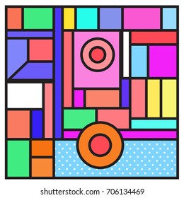 Trendy geometric elements memphis greeting cards design. Retro style texture, pattern and elements. Retro abstract pattern poster and cover design template for summer holiday season.
