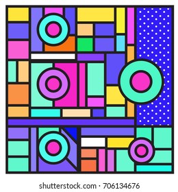 Trendy geometric elements memphis greeting cards design. Retro style texture, pattern and elements. Retro abstract pattern poster and cover design template for summer holiday season.