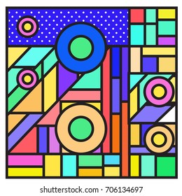 Trendy geometric elements memphis greeting cards design. Retro style texture, pattern and elements. Retro abstract pattern poster and cover design template for summer holiday season.