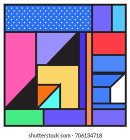 Trendy geometric elements memphis greeting cards design. Retro style texture, pattern and elements. Retro abstract pattern poster and cover design template for summer holiday season.