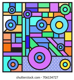 Trendy geometric elements memphis greeting cards design. Retro style texture, pattern and elements. Retro abstract pattern poster and cover design template for summer holiday season.