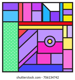 Trendy geometric elements memphis greeting cards design. Retro style texture, pattern and elements. Retro abstract pattern poster and cover design template for summer holiday season.
