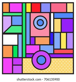 Trendy geometric elements memphis greeting cards design. Retro style texture, pattern and elements. Retro abstract pattern poster and cover design template for summer holiday season.