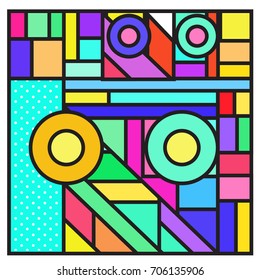 Trendy geometric elements memphis greeting cards design. Retro style texture, pattern and elements. Retro abstract pattern poster and cover design template for summer holiday season.