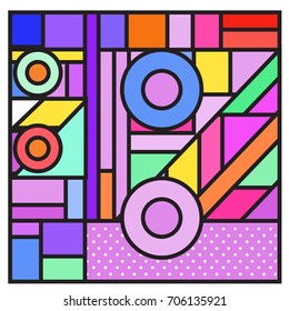 Trendy geometric elements memphis greeting cards design. Retro style texture, pattern and elements. Retro abstract pattern poster and cover design template for summer holiday season.