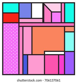 Trendy geometric elements memphis greeting cards design. Retro style texture, pattern and elements. Retro abstract pattern poster and cover design template for summer holiday season.