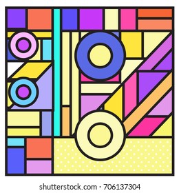 Trendy geometric elements memphis greeting cards design. Retro style texture, pattern and elements. Retro abstract pattern poster and cover design template for summer holiday season.