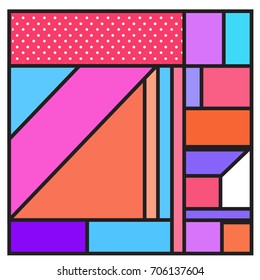 Trendy geometric elements memphis greeting cards design. Retro style texture, pattern and elements. Retro abstract pattern poster and cover design template for summer holiday season.