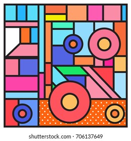 Trendy geometric elements memphis greeting cards design. Retro style texture, pattern and elements. Retro abstract pattern poster and cover design template for summer holiday season.