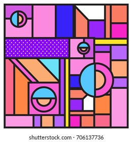 Trendy geometric elements memphis greeting cards design. Retro style texture, pattern and elements. Retro abstract pattern poster and cover design template for summer holiday season.