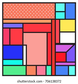 Trendy geometric elements memphis greeting cards design. Retro style texture, pattern and elements. Retro abstract pattern poster and cover design template for summer holiday season.
