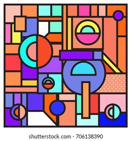 Trendy geometric elements memphis greeting cards design. Retro style texture, pattern and elements. Retro abstract pattern poster and cover design template for summer holiday season.

