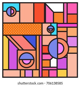 Trendy geometric elements memphis greeting cards design. Retro style texture, pattern and elements. Retro abstract pattern poster and cover design template for summer holiday season.
