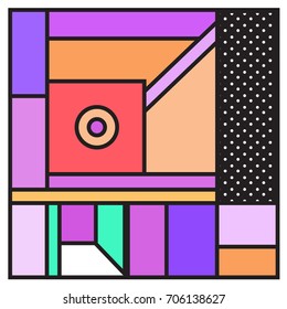 Trendy geometric elements memphis greeting cards design. Retro style texture, pattern and elements. Retro abstract pattern poster and cover design template for summer holiday season.
