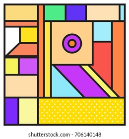 Trendy geometric elements memphis greeting cards design. Retro style texture, pattern and elements. Retro abstract pattern poster and cover design template for summer holiday season.