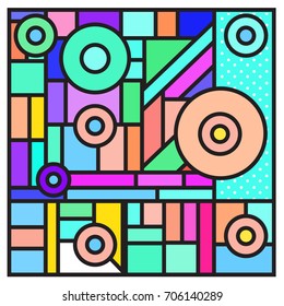 Trendy geometric elements memphis greeting cards design. Retro style texture, pattern and elements. Retro abstract pattern poster and cover design template for summer holiday season.