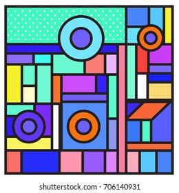 Trendy geometric elements memphis greeting cards design. Retro style texture, pattern and elements. Retro abstract pattern poster and cover design template for summer holiday season.