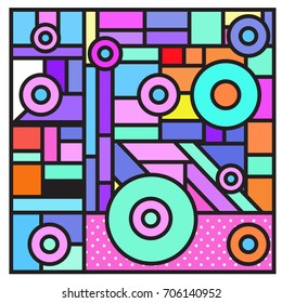 Trendy geometric elements memphis greeting cards design. Retro style texture, pattern and elements. Retro abstract pattern poster and cover design template for summer holiday season.