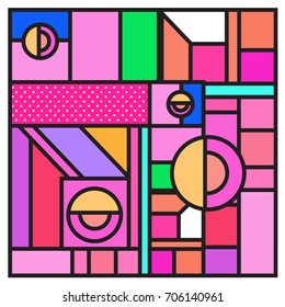 Trendy geometric elements memphis greeting cards design. Retro style texture, pattern and elements. Retro abstract pattern poster and cover design template for summer holiday season.