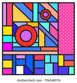 Trendy geometric elements memphis greeting cards design. Retro style texture, pattern and elements. Retro abstract pattern poster and cover design template for summer holiday season.