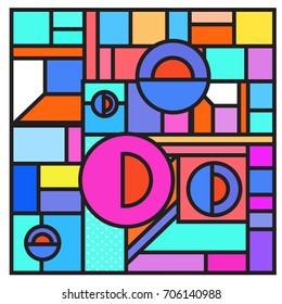 Trendy geometric elements memphis greeting cards design. Retro style texture, pattern and elements. Retro abstract pattern poster and cover design template for summer holiday season.