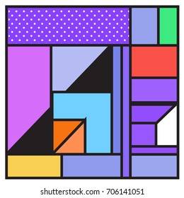 Trendy geometric elements memphis greeting cards design. Retro style texture, pattern and elements. Retro abstract pattern poster and cover design template for summer holiday season.