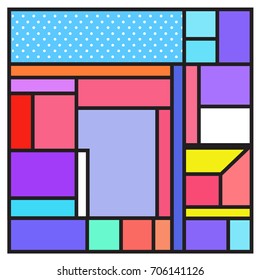 Trendy geometric elements memphis greeting cards design. Retro style texture, pattern and elements. Retro abstract pattern poster and cover design template for summer holiday season.