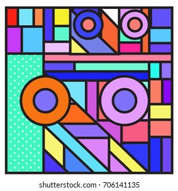 Trendy geometric elements memphis greeting cards design. Retro style texture, pattern and elements. Retro abstract pattern poster and cover design template for summer holiday season.