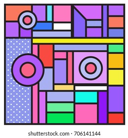 Trendy geometric elements memphis greeting cards design. Retro style texture, pattern and elements. Retro abstract pattern poster and cover design template for summer holiday season.