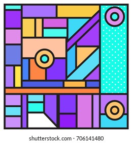Trendy geometric elements memphis greeting cards design. Retro style texture, pattern and elements. Retro abstract pattern poster and cover design template for summer holiday season.