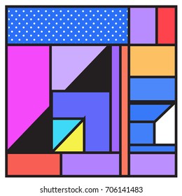 Trendy geometric elements memphis greeting cards design. Retro style texture, pattern and elements. Retro abstract pattern poster and cover design template for summer holiday season.