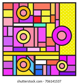 Trendy geometric elements memphis greeting cards design. Retro style texture, pattern and elements. Retro abstract pattern poster and cover design template for summer holiday season.