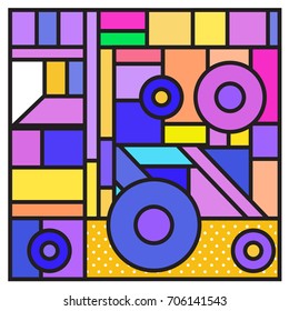 Trendy geometric elements memphis greeting cards design. Retro style texture, pattern and elements. Retro abstract pattern poster and cover design template for summer holiday season.