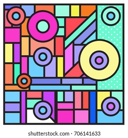 Trendy geometric elements memphis greeting cards design. Retro style texture, pattern and elements. Retro abstract pattern poster and cover design template for summer holiday season.