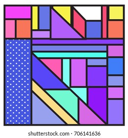 Trendy geometric elements memphis greeting cards design. Retro style texture, pattern and elements. Retro abstract pattern poster and cover design template for summer holiday season.