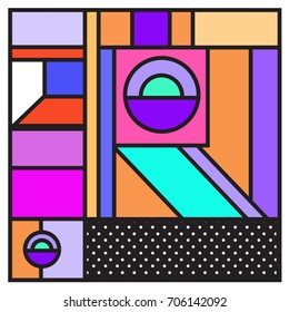 Trendy geometric elements memphis greeting cards design. Retro style texture, pattern and elements. Retro abstract pattern poster and cover design template for summer holiday season.