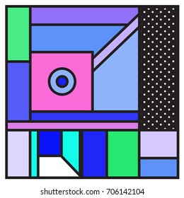 Trendy geometric elements memphis greeting cards design. Retro style texture, pattern and elements. Retro abstract pattern poster and cover design template for summer holiday season.
