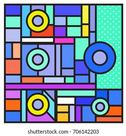 Trendy geometric elements memphis greeting cards design. Retro style texture, pattern and elements. Retro abstract pattern poster and cover design template for summer holiday season.
