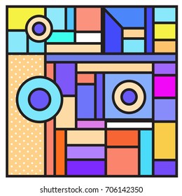 Trendy geometric elements memphis greeting cards design. Retro style texture, pattern and elements. Retro abstract pattern poster and cover design template for summer holiday season.