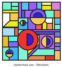 Trendy geometric elements memphis greeting cards design. Retro style texture, pattern and elements. Retro abstract pattern poster and cover design template for summer holiday season.