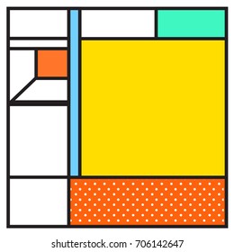 Trendy geometric elements memphis greeting cards design. Retro style texture, pattern and elements. Retro abstract pattern poster and cover design template for summer holiday season.